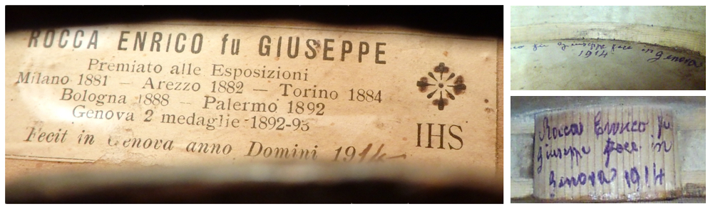 The label and inscriptions from the 1914 violin. Photos: Tarisio