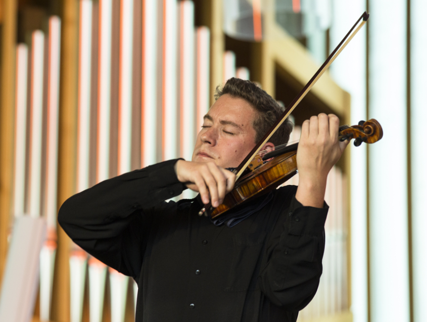 Kristof Barati playing the 'Lady Harmsworth' at this year's Verbier Festival. Photo: AlinePaley