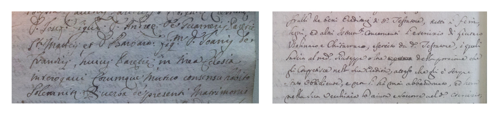 Records of the marriage of 'filius Andrea' to Barbara Franchi in 1690 and Andrea Guarneri's will from 1692 in which he praises his son's obedience