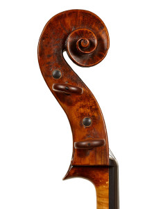 Head of Guarneri cello from bass side