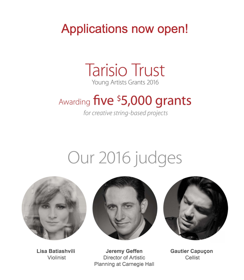 Young Artists Grants 2016 Applications Open! Tarisio
