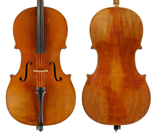 A cello made by Peter Petersen Adamsen in 1891