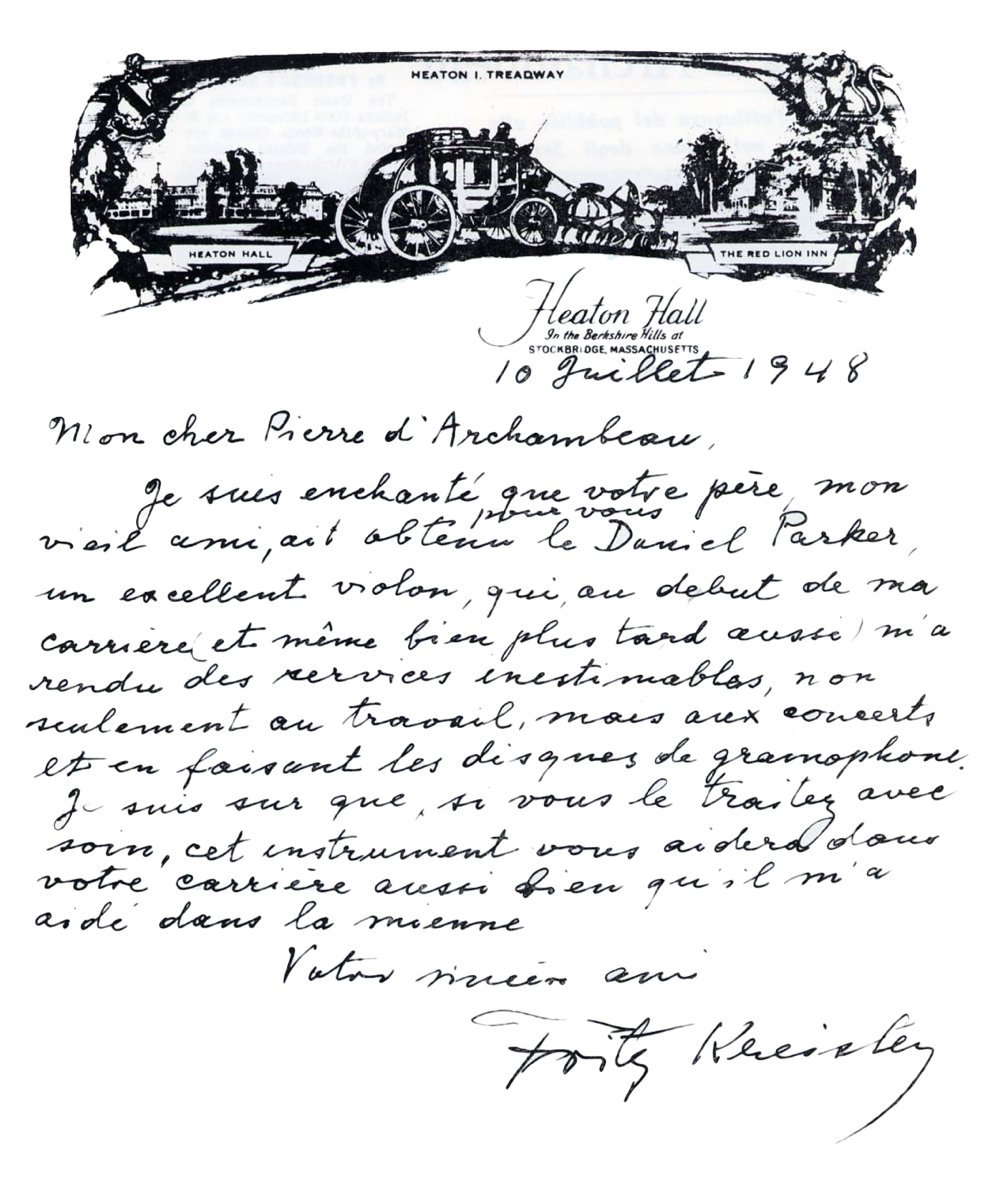 Kreisler letter