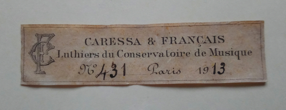 Caressa & Francais label dated 1913