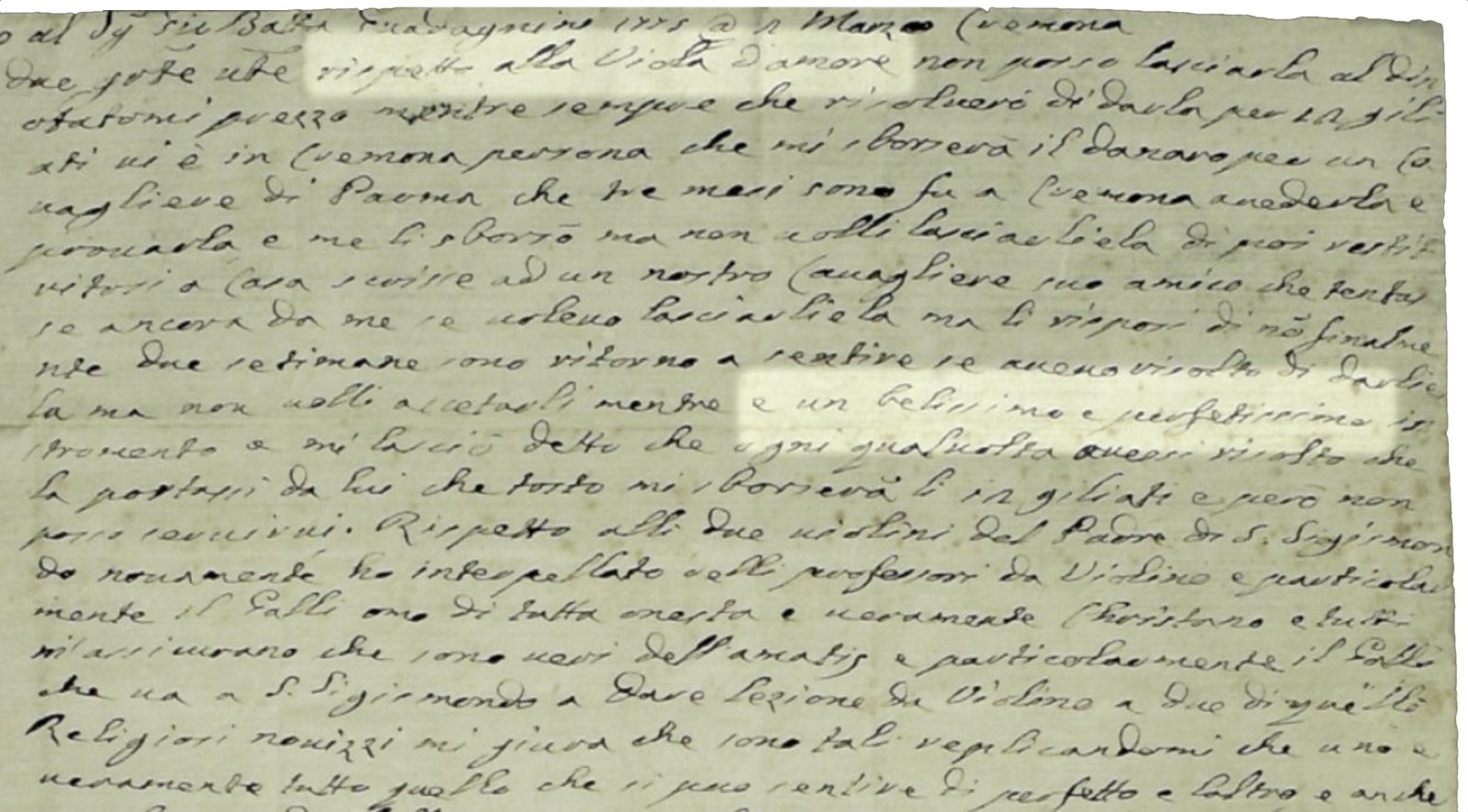 A letter from Paolo Stradivari to G. B. Guadagnini