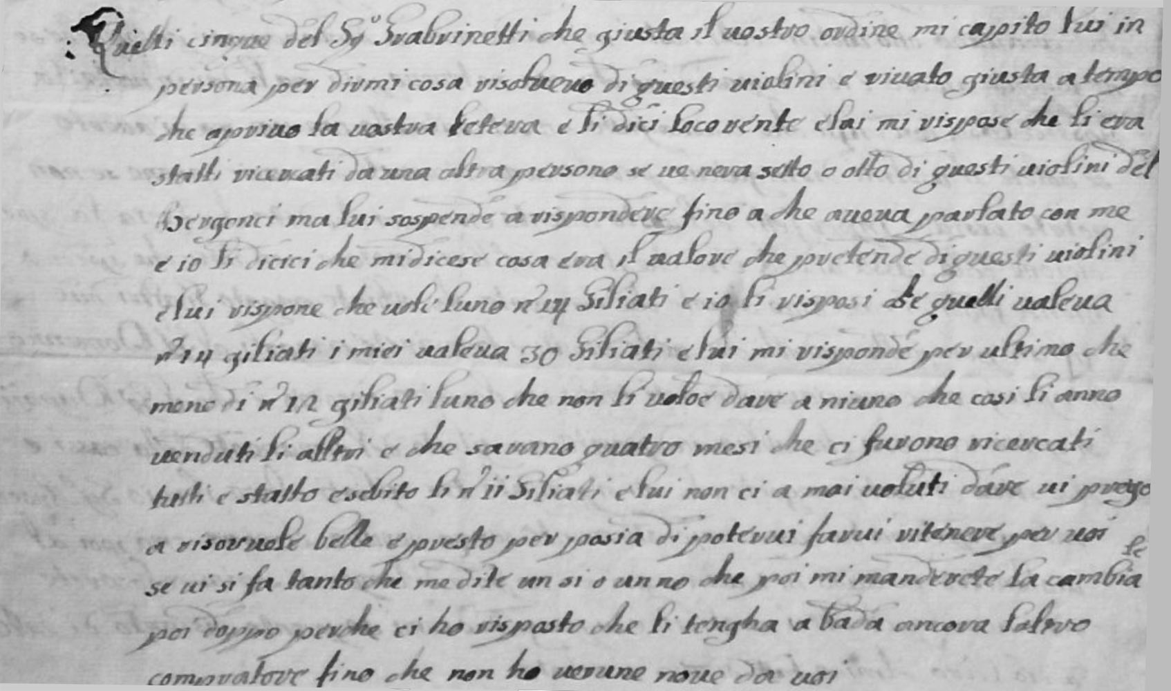 Antonio II Stradivari letter